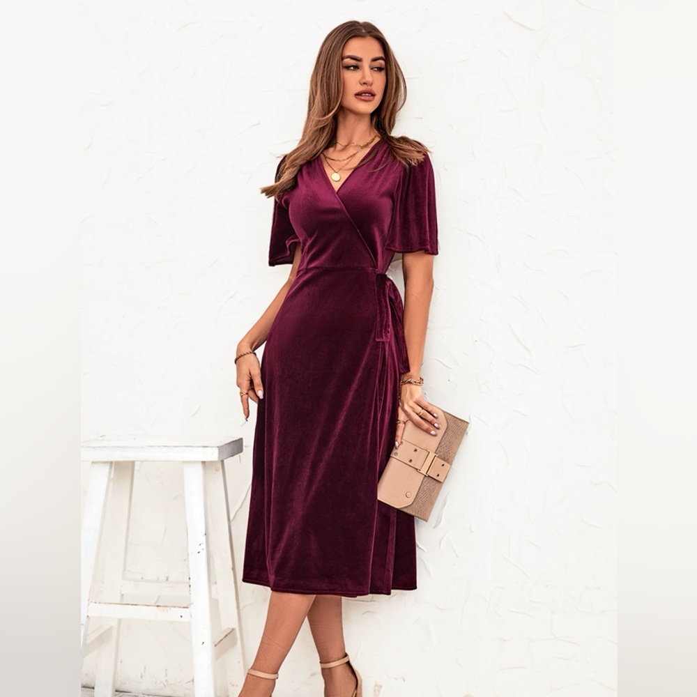 Velvet A-line, midi dress size small